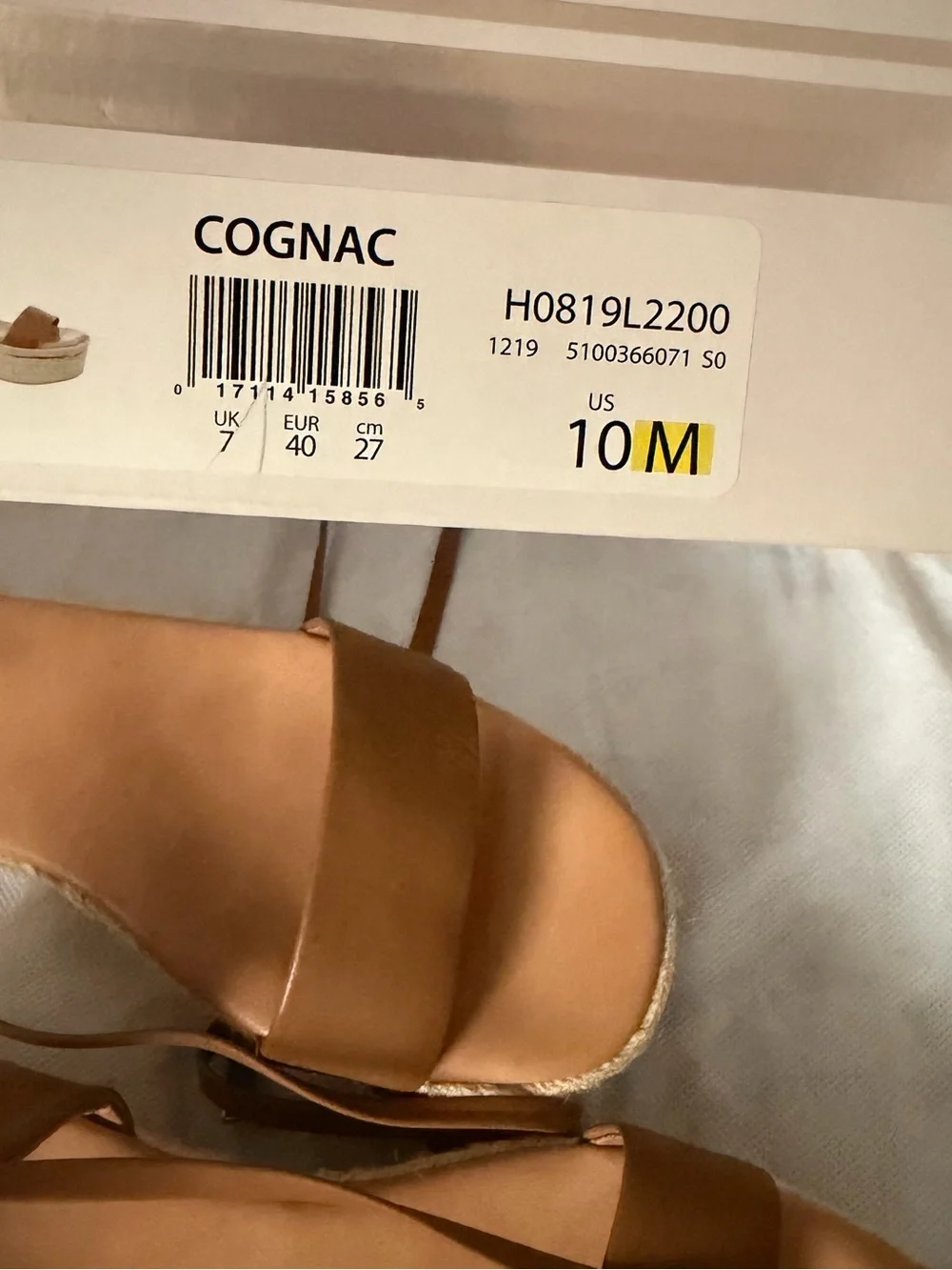 Bleecker & Bond Women's Leather Tan Espadrille Platform Sandals with Ankle Tie